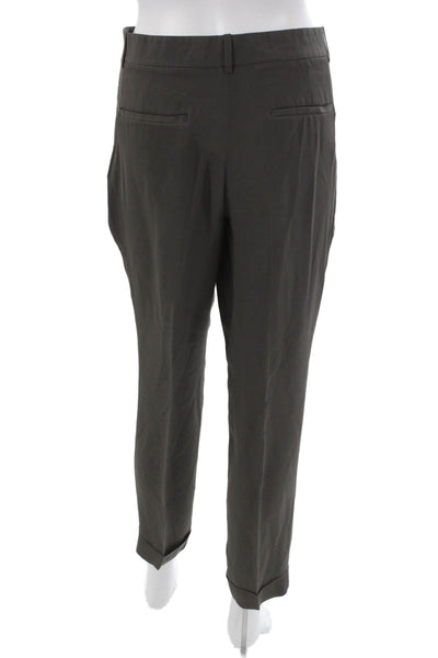 Theory Women Silk Dress Pants Green Zip Inseam 27 Size 8