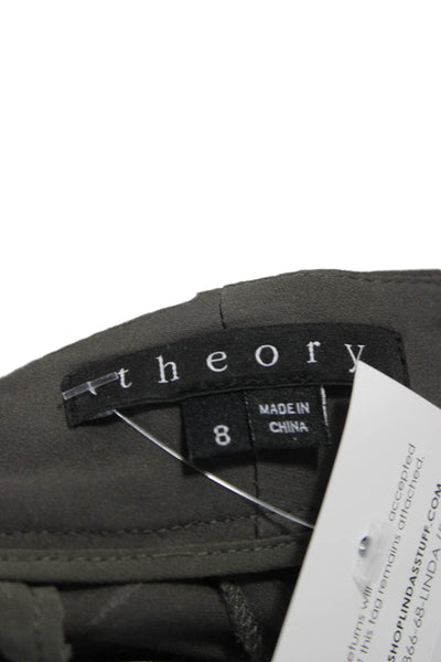 Theory Women Silk Dress Pants Green Zip Inseam 27 Size 8