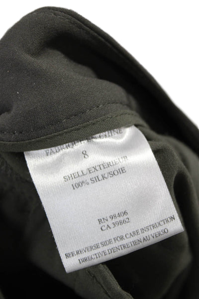 Theory Women Silk Dress Pants Green Zip Inseam 27 Size 8