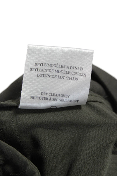 Theory Women Silk Dress Pants Green Zip Inseam 27 Size 8