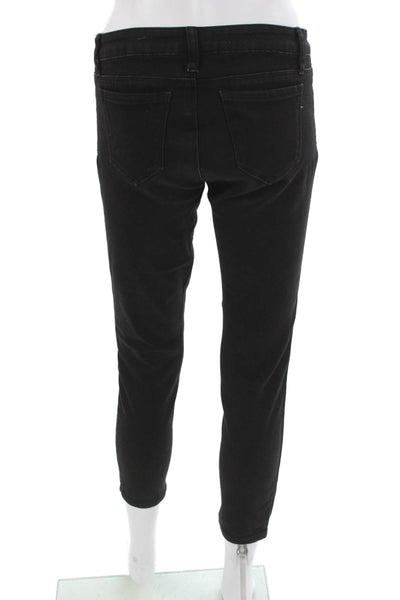 Tractr Womens Black Ankle Jeans Cotton Blend Button Mid Rise Size 28