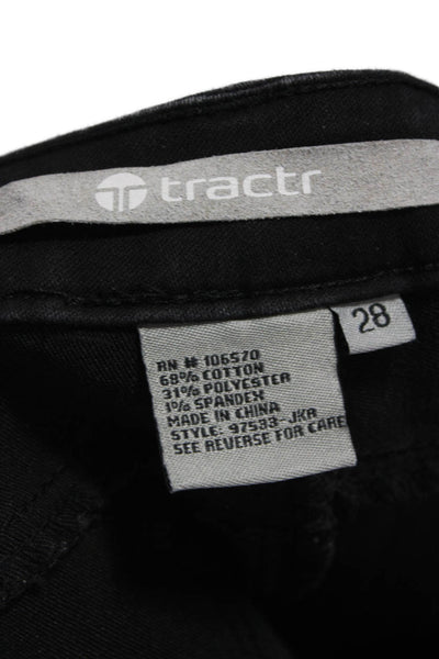 Tractr Womens Black Ankle Jeans Cotton Blend Button Mid Rise Size 28