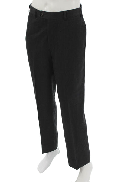 Brooks Brothers Mens Gray Wool Dress Pants Button Closure Size 34