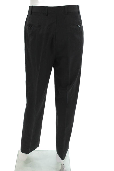Brooks Brothers Mens Gray Wool Dress Pants Button Closure Size 34