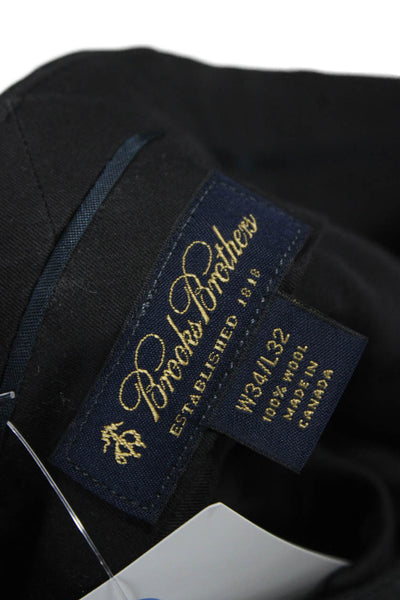 Brooks Brothers Mens Gray Wool Dress Pants Button Closure Size 34