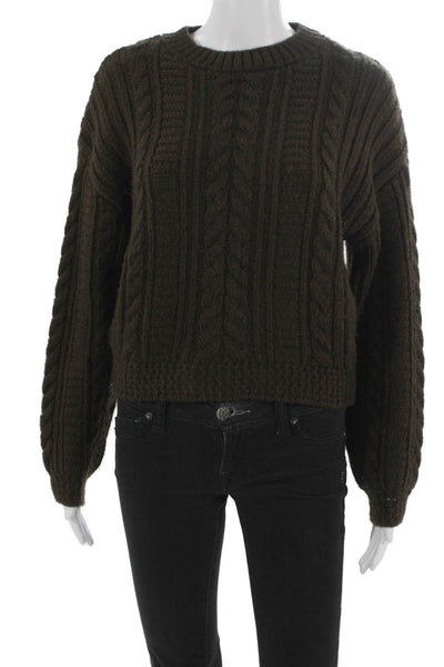 MNG Womens Pullover Brown Crew Neck Long Sleeve Acrylic Size XS