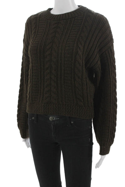 MNG Womens Pullover Brown Crew Neck Long Sleeve Acrylic Size XS