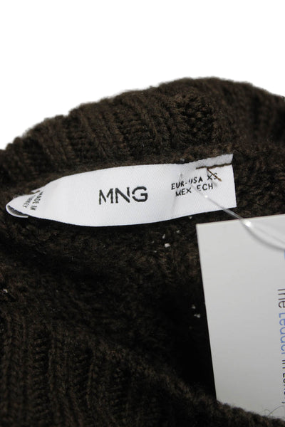 MNG Womens Pullover Brown Crew Neck Long Sleeve Acrylic Size XS