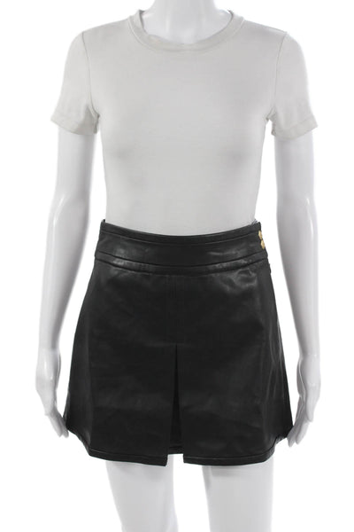 J Crew Womens A-Line Faux Leather Mini Skirt Black Size 00