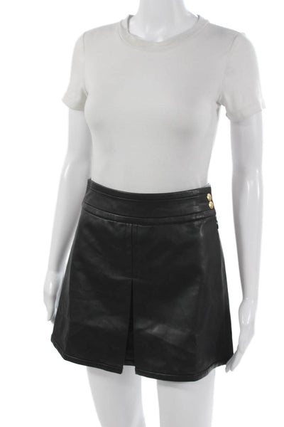 J Crew Womens A-Line Faux Leather Mini Skirt Black Size 00