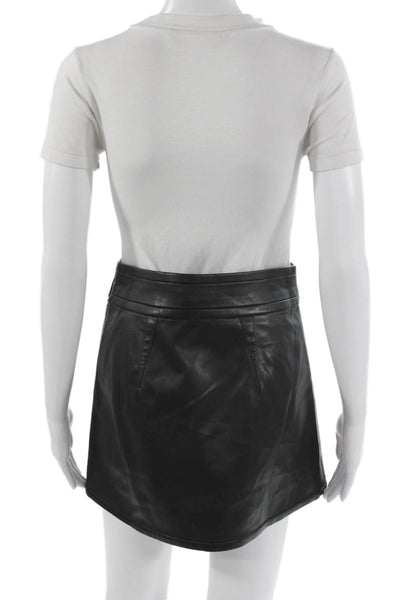 J Crew Womens A-Line Faux Leather Mini Skirt Black Size 00
