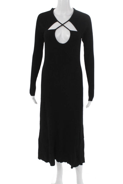 Ninety Percent Women Sweater Dress Black Halter Long Sleeve Size L
