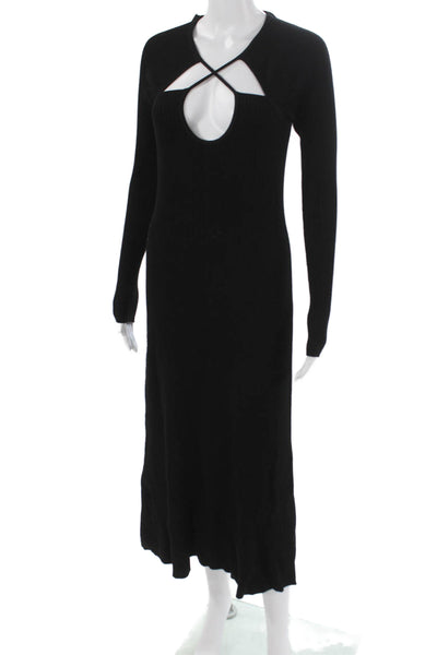 Ninety Percent Women Sweater Dress Black Halter Long Sleeve Size L