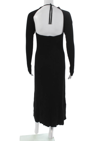 Ninety Percent Women Sweater Dress Black Halter Long Sleeve Size L