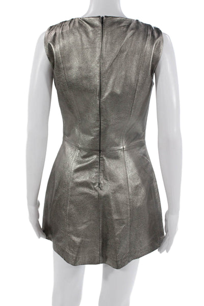 Zara Womens Mini Dress Silver Polyester Round Neck Sleeveless Zip Size S