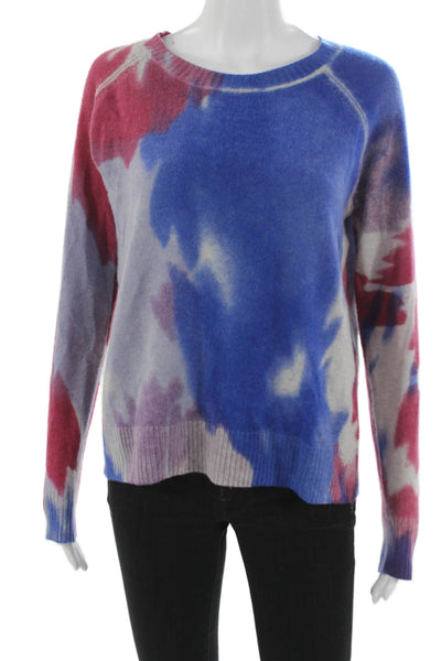 Aqua Cashmere Women Pullover Sweater Tie Dye Multicolor 100% Cashmere Size S