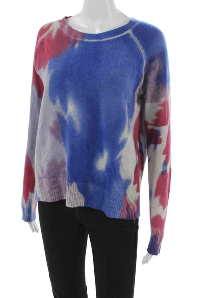 Aqua Cashmere Women Pullover Sweater Tie Dye Multicolor 100% Cashmere Size S