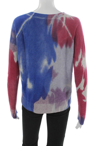 Aqua Cashmere Women Pullover Sweater Tie Dye Multicolor 100% Cashmere Size S