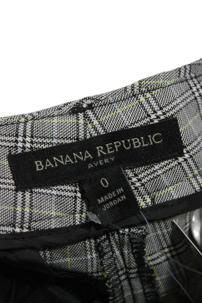 Banana Republic Women Gray Plaid Ankle Pants Zip 28 Inseam Size 0