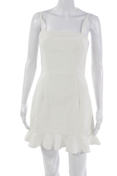 French Connection Womens Fit & Flare Dress White Square Neck Sleeveless Size 6