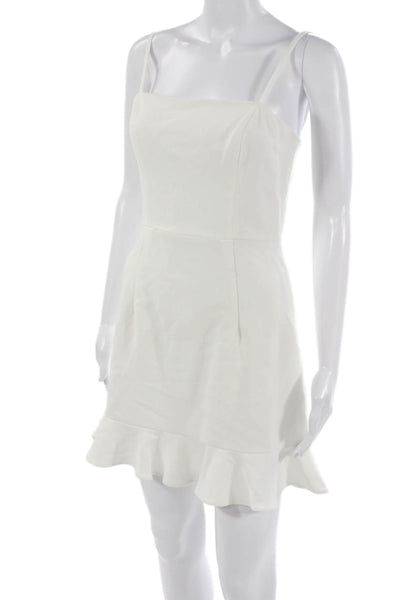 French Connection Womens Fit & Flare Dress White Square Neck Sleeveless Size 6