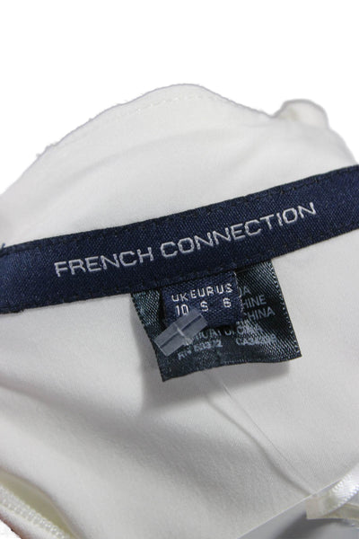 French Connection Womens Fit & Flare Dress White Square Neck Sleeveless Size 6