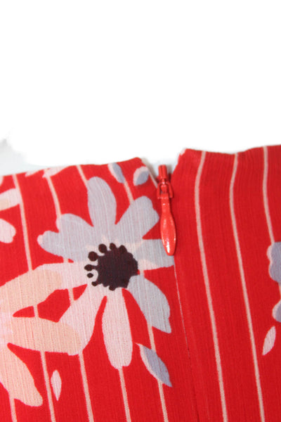 Madewell Womens Red Floral Wrap Dress V-Neck Short Sleeve Polyester Size 00