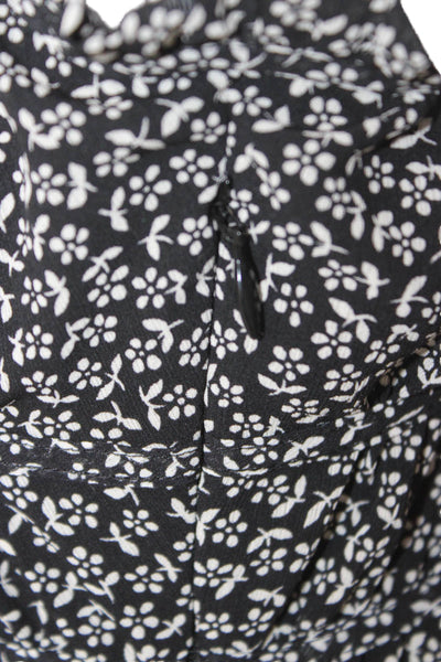 Madewell Womens Mini Floral Square Neck Sleeveless Tie Black Dress Size 2
