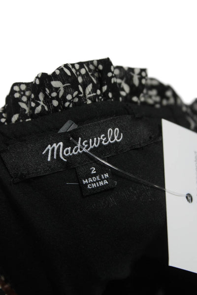 Madewell Womens Mini Floral Square Neck Sleeveless Tie Black Dress Size 2