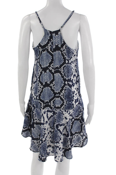 Aqua Womens Sundress Blue Snake Print Sleeveless Scoop Neck Short Size M