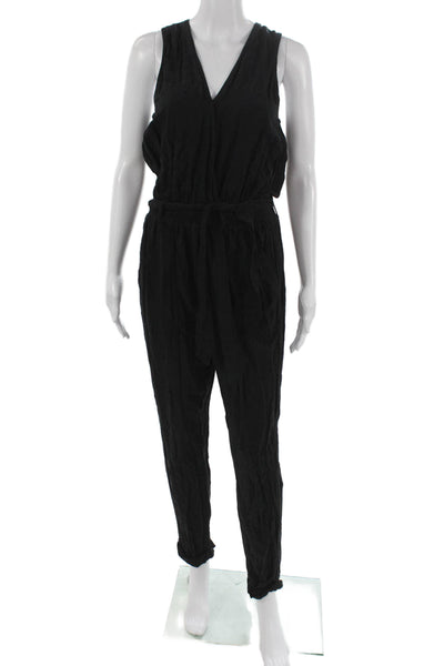 Splendid Womens Black V Neck Sleeveless Tie Viscose Jumpsuit Size S