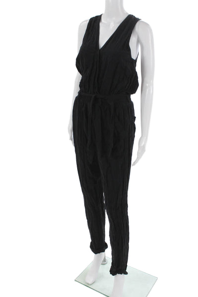 Splendid Womens Black V Neck Sleeveless Tie Viscose Jumpsuit Size S