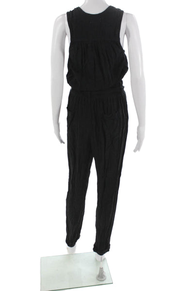 Splendid Womens Black V Neck Sleeveless Tie Viscose Jumpsuit Size S