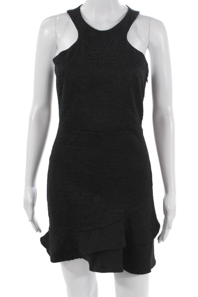 Parker Womens Black Halter Mini Dress Sleeveless Zip Solid Cotton Size S