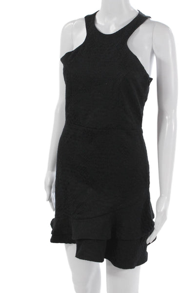 Parker Womens Black Halter Mini Dress Sleeveless Zip Solid Cotton Size S