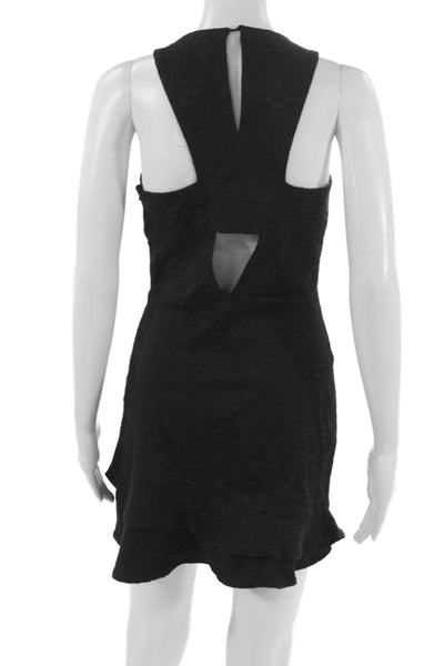 Parker Womens Black Halter Mini Dress Sleeveless Zip Solid Cotton Size S