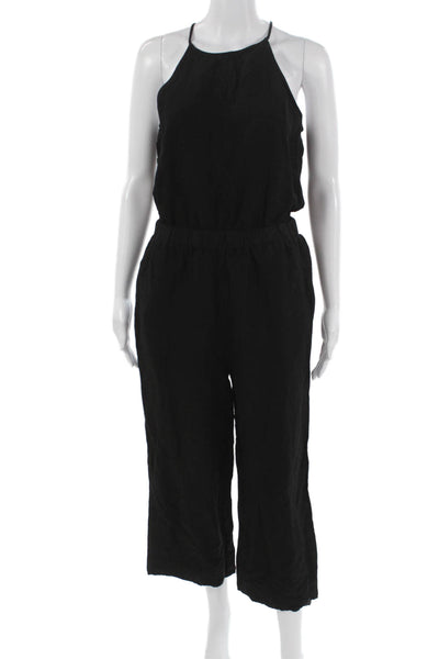 Cloth & Stone Women Black Halter Tie Linen Rayon Sleeveless Jumpsuit Size S