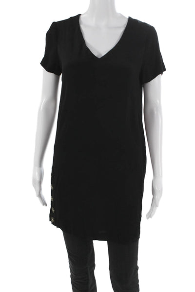 Madewell Women Black V-Neck Short Sleeve T-Shirt Dress Size XS