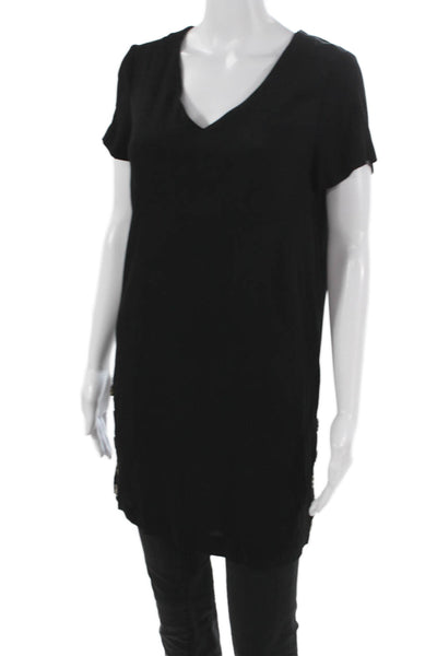 Madewell Women Black V-Neck Short Sleeve T-Shirt Dress Size XS
