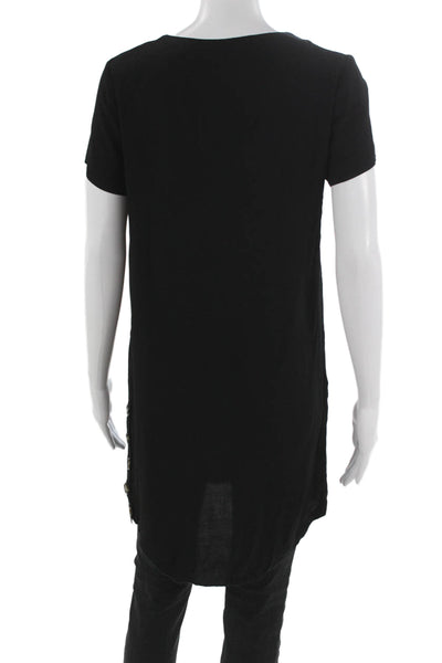 Madewell Women Black V-Neck Short Sleeve T-Shirt Dress Size XS