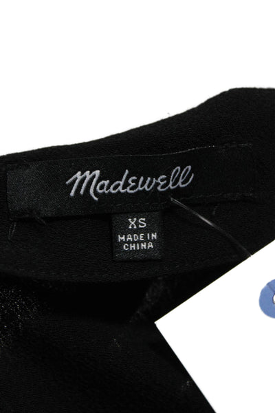 Madewell Women Black V-Neck Short Sleeve T-Shirt Dress Size XS