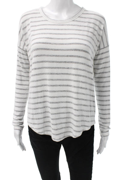 Rag & Bone Jean Womens Basic Striped Rayon Long Sleeve T-Shirt White Size S
