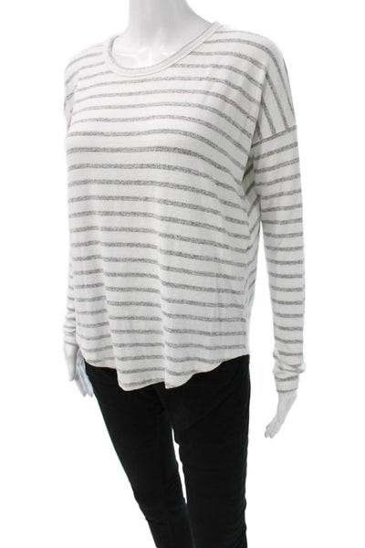 Rag & Bone Jean Womens Basic Striped Rayon Long Sleeve T-Shirt White Size S