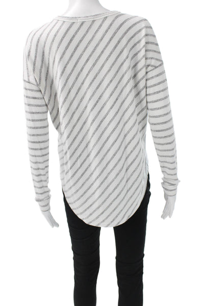 Rag & Bone Jean Womens Basic Striped Rayon Long Sleeve T-Shirt White Size S
