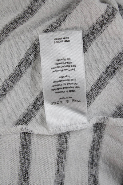 Rag & Bone Jean Womens Basic Striped Rayon Long Sleeve T-Shirt White Size S