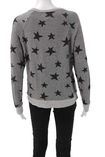 Sundry Womens Pullover Scoop Neck Stars Viscose Long Sleeve Gray Size 1