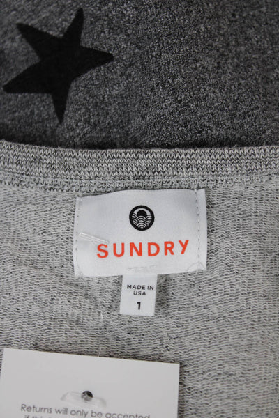 Sundry Womens Pullover Scoop Neck Stars Viscose Long Sleeve Gray Size 1