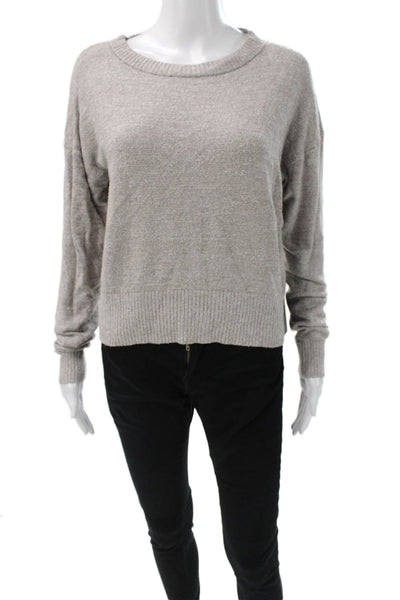 Korye Womens Pullover Sweater Beige Round Neck Long Sleeve Size S