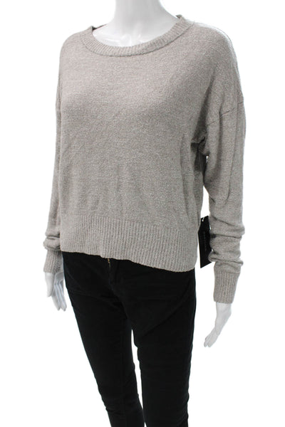 Korye Womens Pullover Sweater Beige Round Neck Long Sleeve Size S
