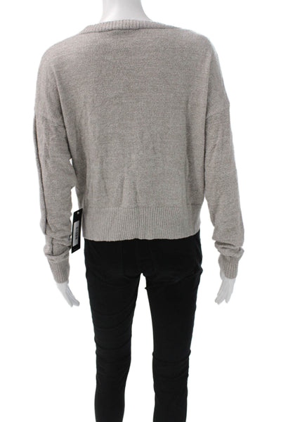Korye Womens Pullover Sweater Beige Round Neck Long Sleeve Size S